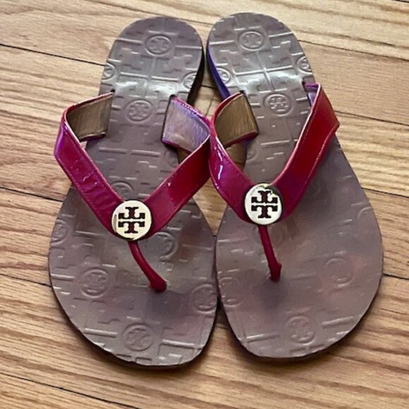 TORY BURCH red patent  THORA sandals,  size 9 - Picture 1 of 3